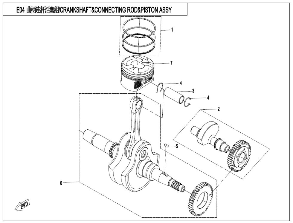 ENSEMBLE VILEBREQUIN BIELLE ET PISTON POUR CFORCE 520 L7 COURT EXPERT 2024