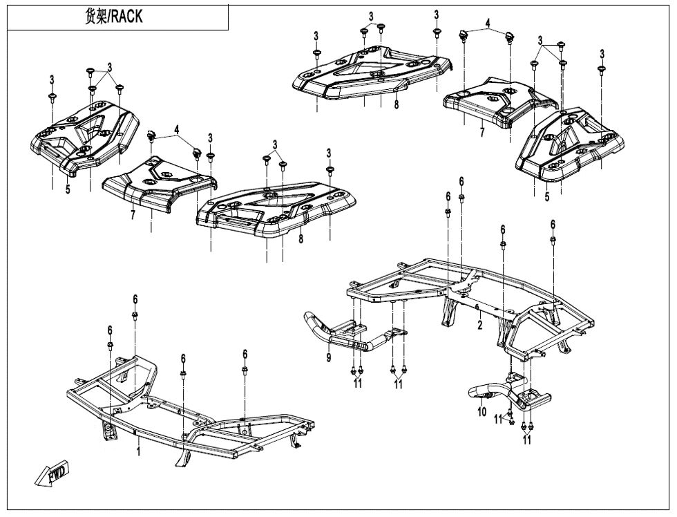 RACK EN PLASTIQUE POUR CFORCE 520 T3 S BLACK LINE X5 2024