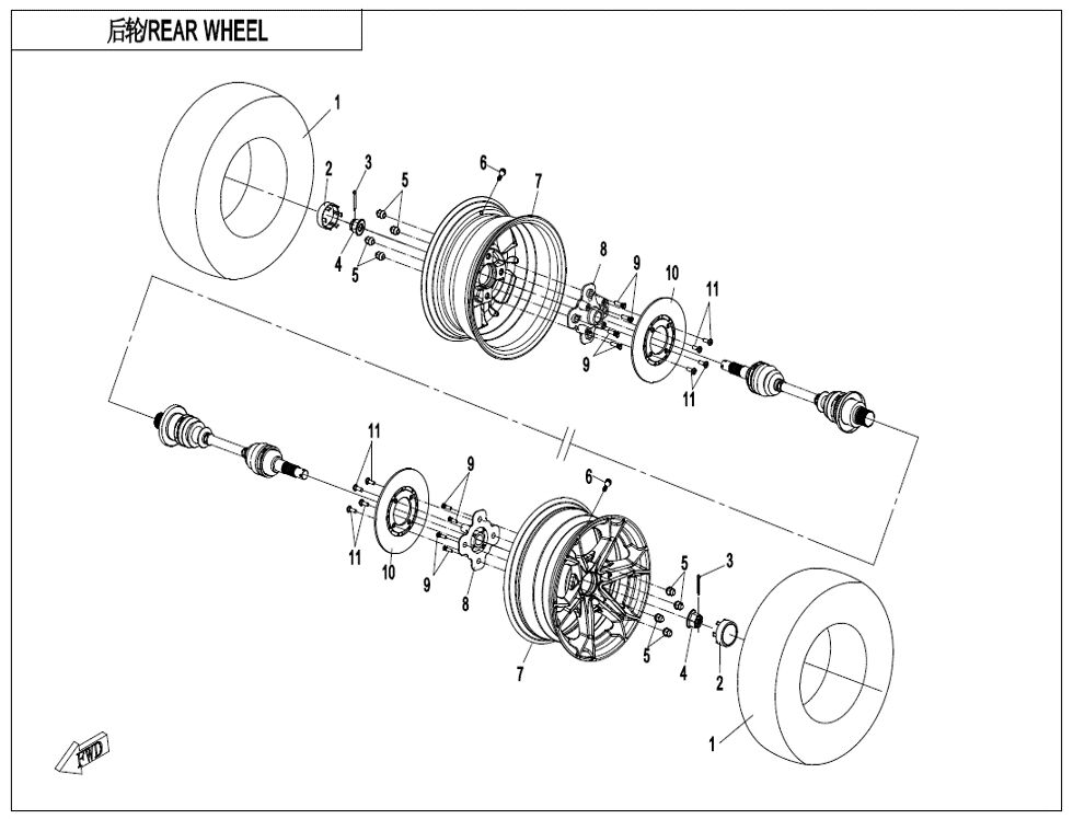 ROUE ARRIERE POUR CFORCE 850 T3 EPS AVEC DIFF ARRIERE 2023
