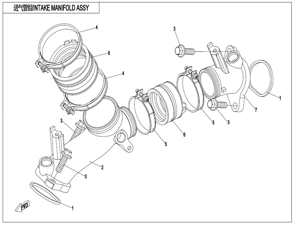 ENSEMBLE DE COLLECTEUR D ADMISSION POUR CFORCE 850 T3 2023