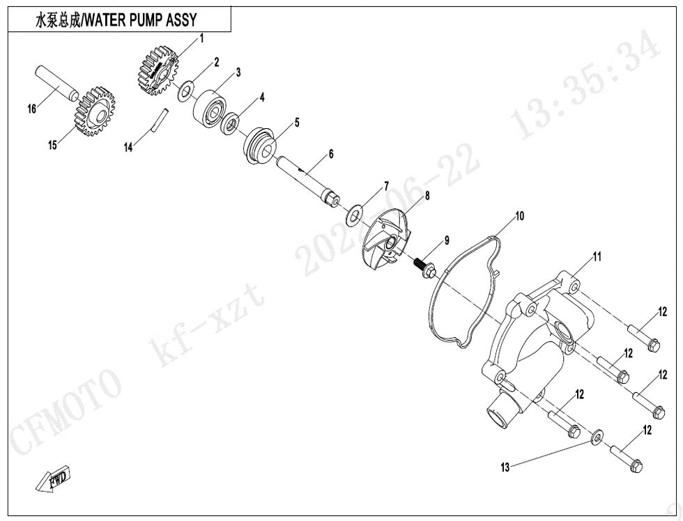 ENSEMBLE DE POMPE A EAU POUR CFORCE 1000 T3 EPS 2024