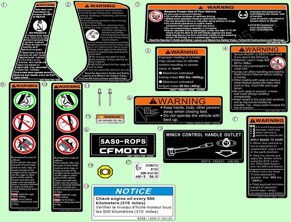 AUTOCOLLANT D AVERTISSEMENT POUR UFORCE 600 2023