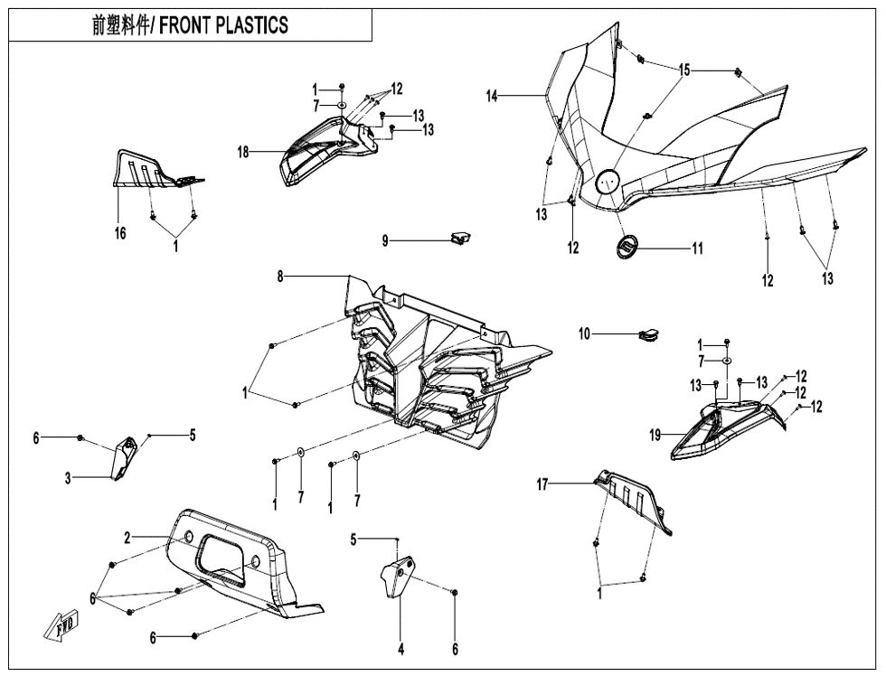 PLASTIQUES AVANT POUR ZFORCE 1000 SPORT R EPS 2024