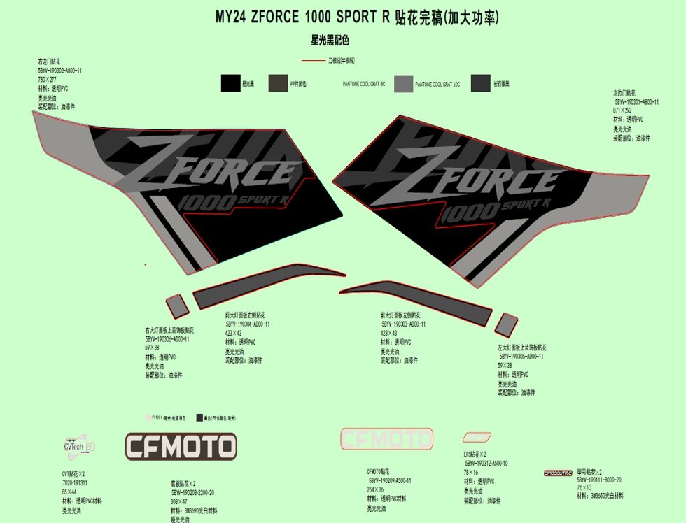 AUTOCOLANTS 2024 INTERNATIONAL NEBULA BLACK POUR ZFORCE 1000 SPORT R EPS 2024