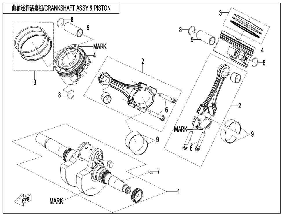 ENSEMBLE VILEBREQUIN BIELLE ET PISTON BIELLE A SCISSION HORIZONTAL POUR ZFORCE 1000 SPORT R EPS 2024