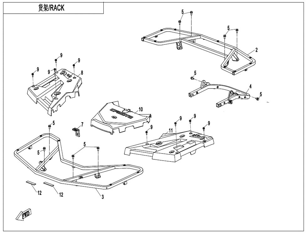 RACK POUR CF 1000 T3 OVERLAND SANS DIFFERENTIEL ARRIERE 2023