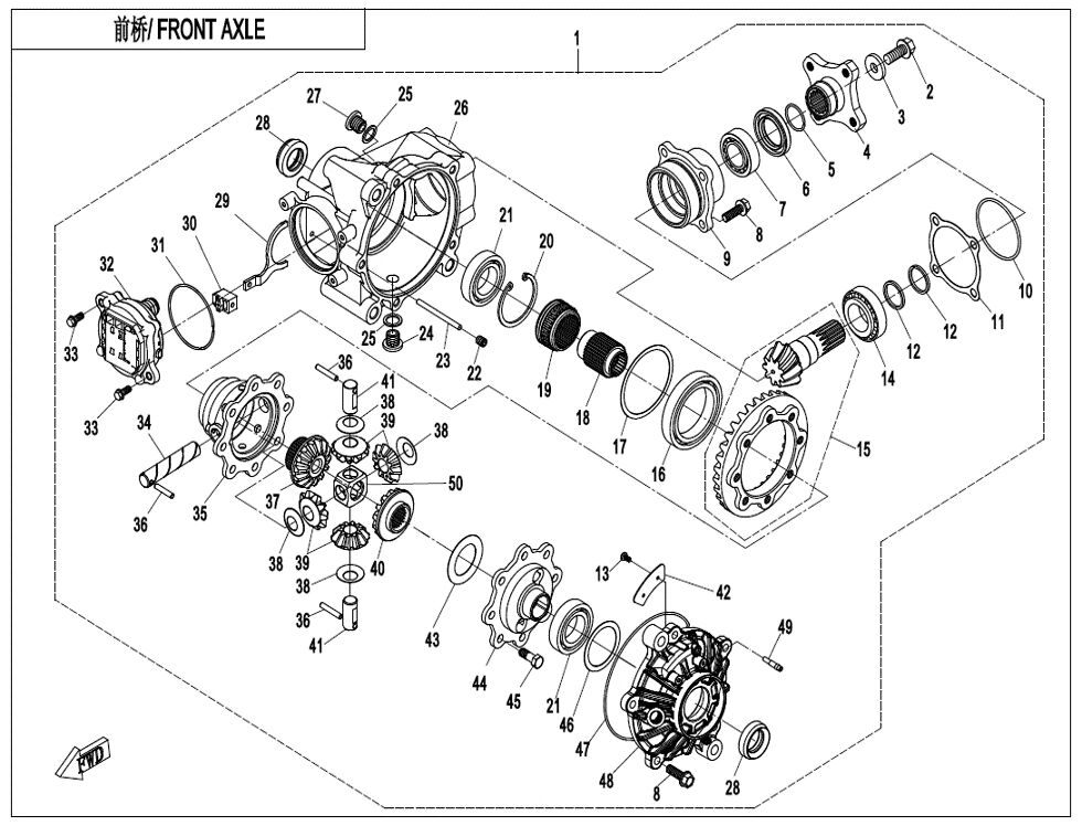 ESSIEU AVANT POUR CFORCE 1000 EPS L7E 2023