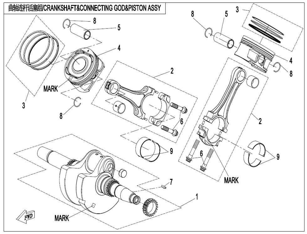 ENSEMBLE VILEBREQUIN BIELLE ET PISTON POUR UFORCE 1000 XL BICYLINDRE 2023
