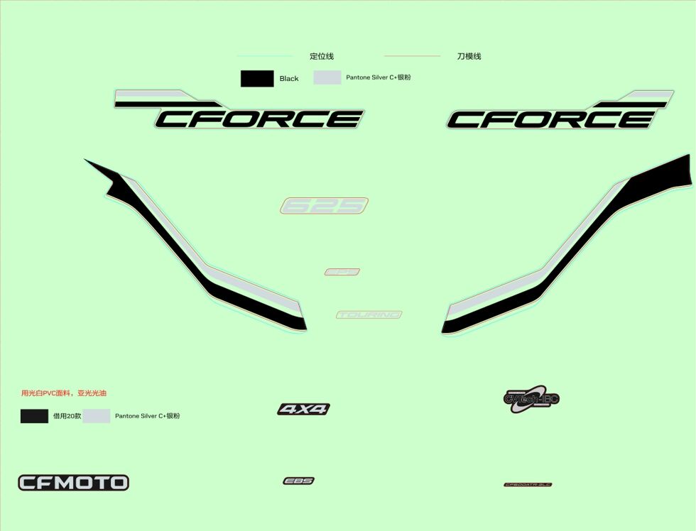 KITS D AUTOCOLANTS RED FORCE INJECTED PEARL BLUE POUR CFORCE 625 TOURING R T3 LONG 2023