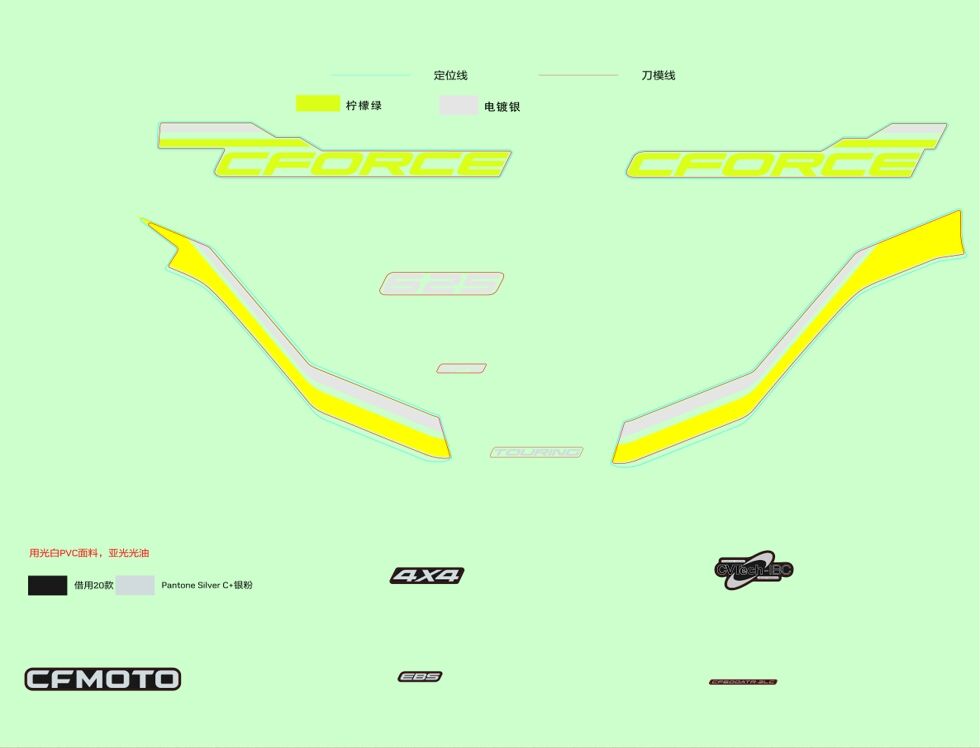 KITS D AUTOCOLANTS VELOCITY GREY POUR CFORCE 625 TOURING R T3 LONG 2023
