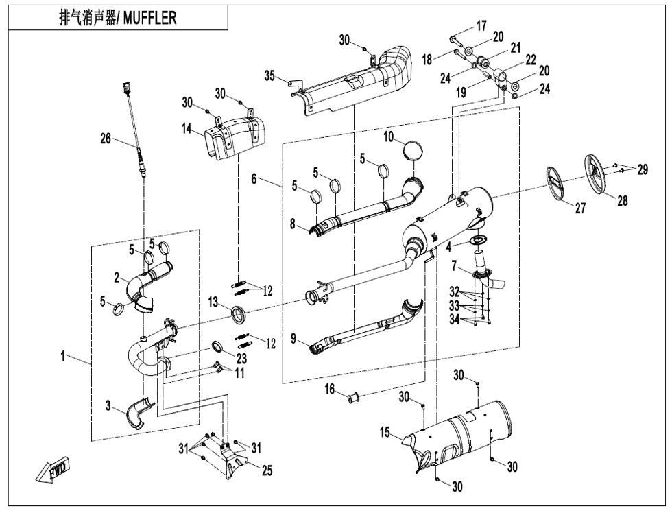 SILENCIEUX POUR CFORCE 520 T3 LONG BASIC 2023