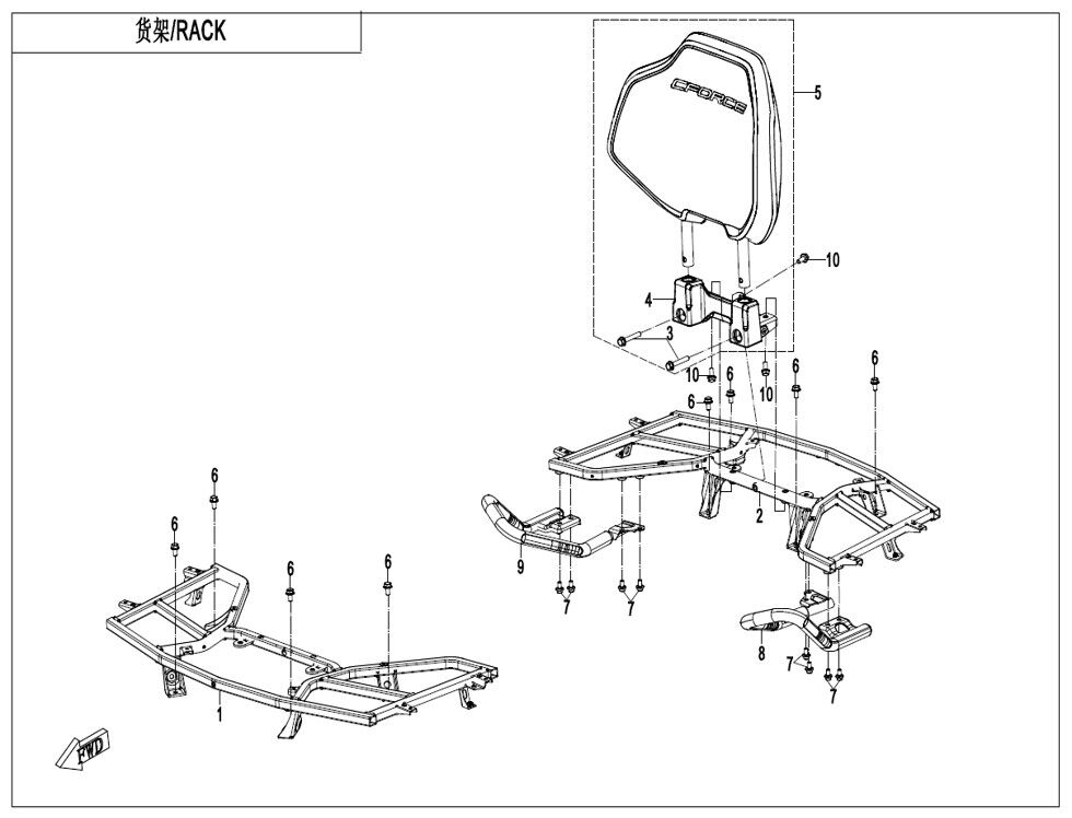 RACK EN PLASTIQUE POUR CFORCE 520 T3 LONG BASIC 2024
