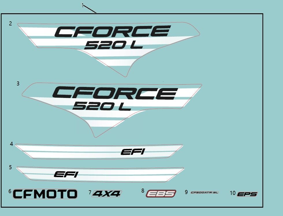 KITS D AUTOCOLANTS EU167 FORCE RED LAVA ORANGE POUR CFORCE 520 T3 LONG BASIC 2023
