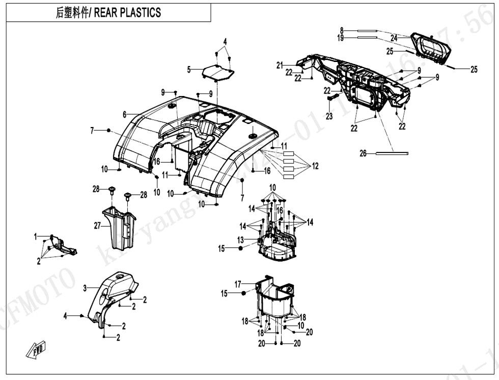 PLASTIQUES ARRIERES POUR CFORCE 520 T3 LONG EPS EXPERT 2023