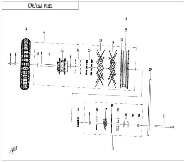 ROUE ARRIERE POUR CF 450 MT 2024