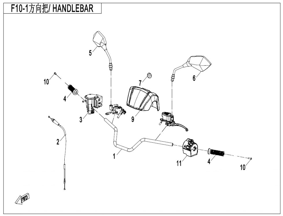 GUIDON POUR CFORCE 520 T3 LONG BASIC 2023