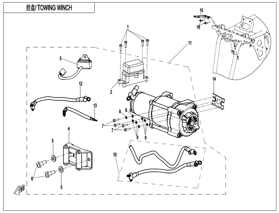 TREUIL DE REMORQUAGE POUR CFORCE 520 T3 COURT BLUE LINE 2023