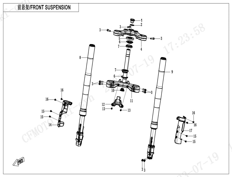 SUSPENSION AVANT POUR CF 450 CLC 2024