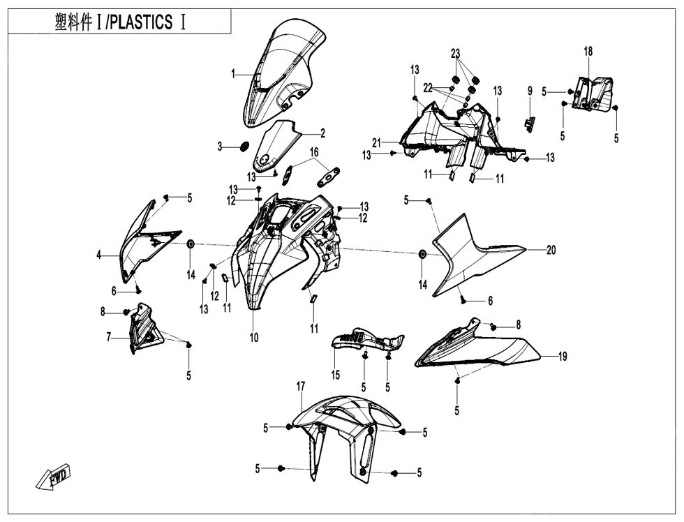 PLASTIQUES 1 POUR CF 450 SR TC 2025