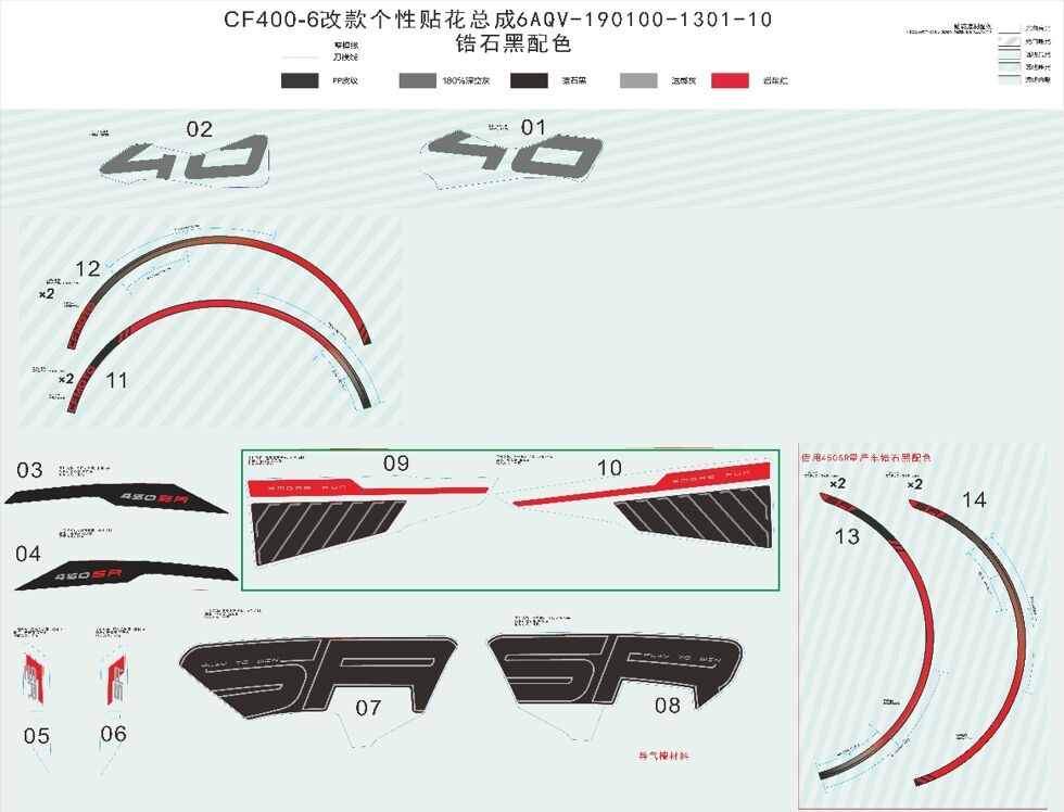 KITS D AUTOCOLANTS ZIRCON BLACK POUR CF 400 SR TC 2024