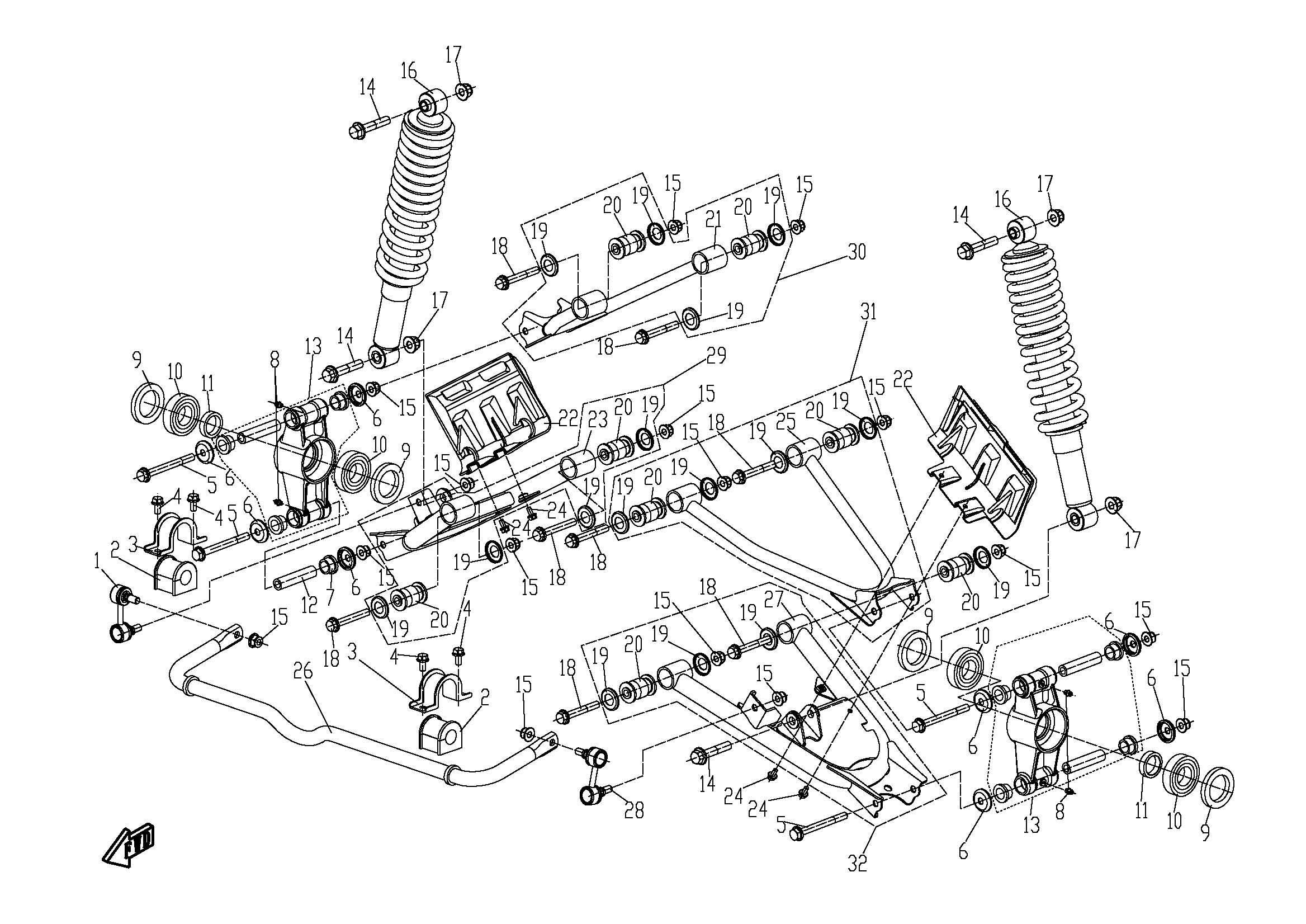 SUSPENSION ARRIERE POUR RANCHER 500 2012
