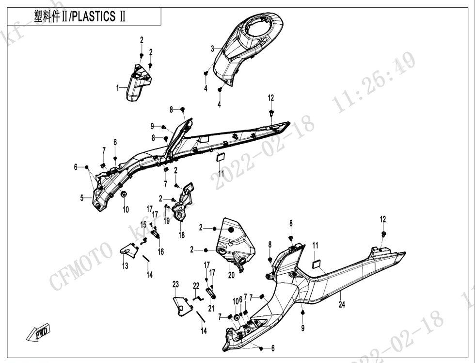 PLASTIQUES 2 POUR CF 450 SR S 2024