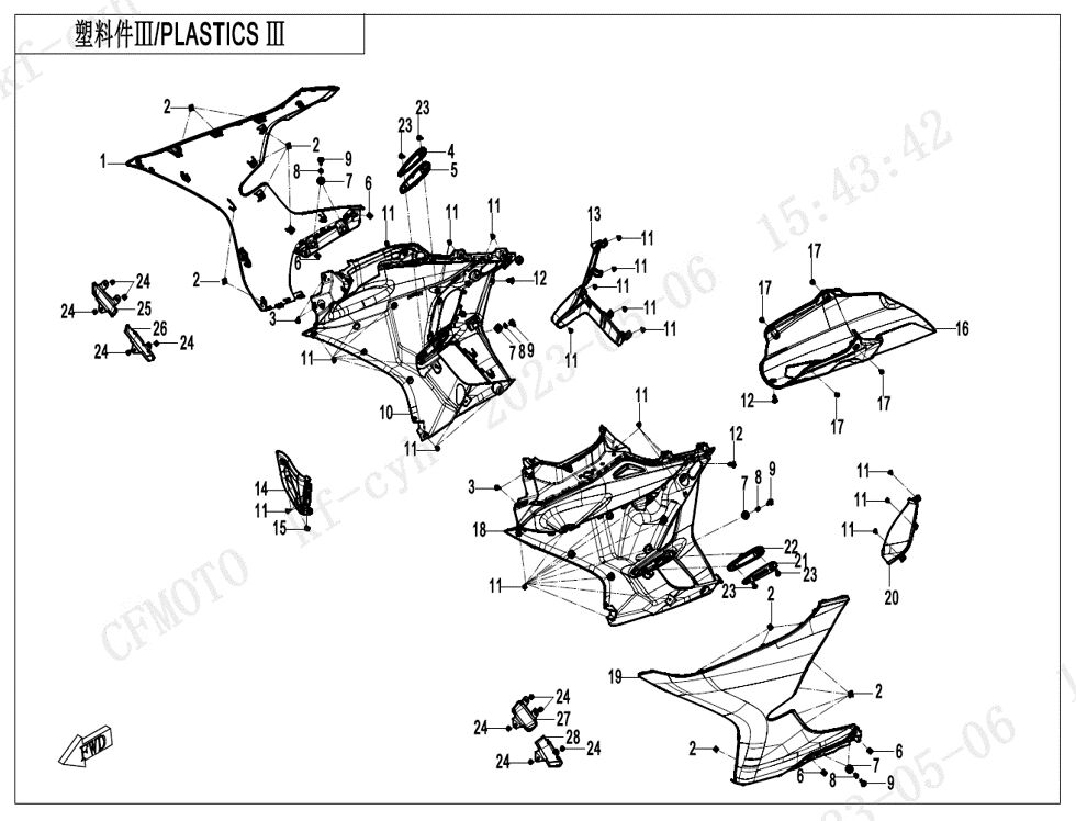 PLASTIQUES 3 POUR CF 450 SR S 2024