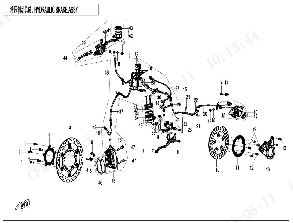 ENSEMBLE DE FREINS MAB RUILI POUR CF 450 SR S 2024