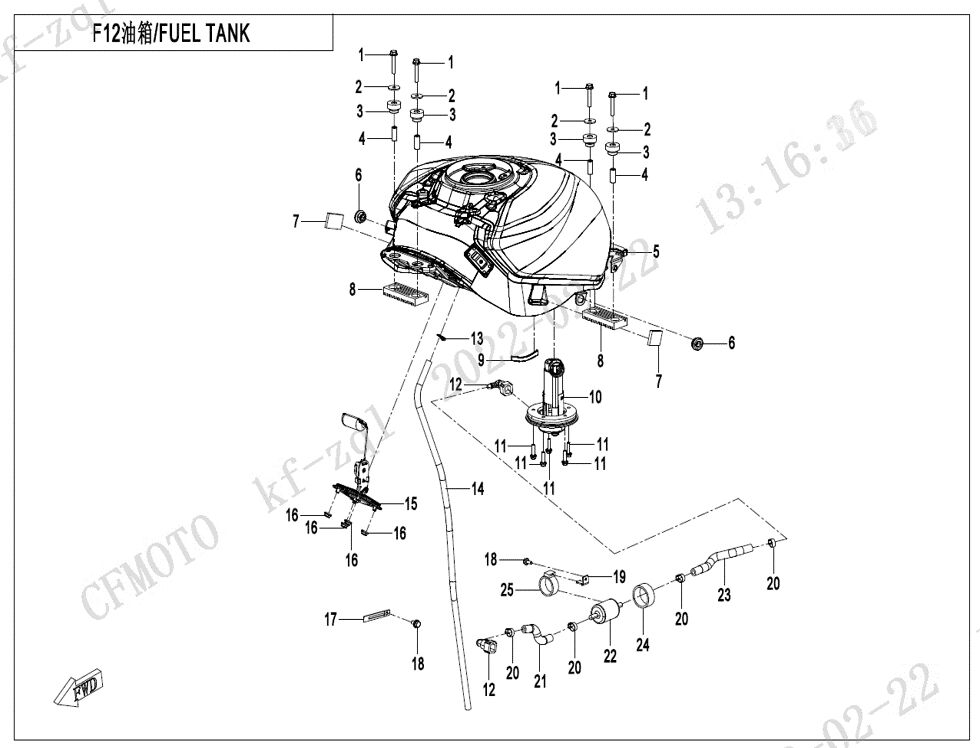 RESERVOIR DE CARBURANT POUR CF 450 SR S 2024