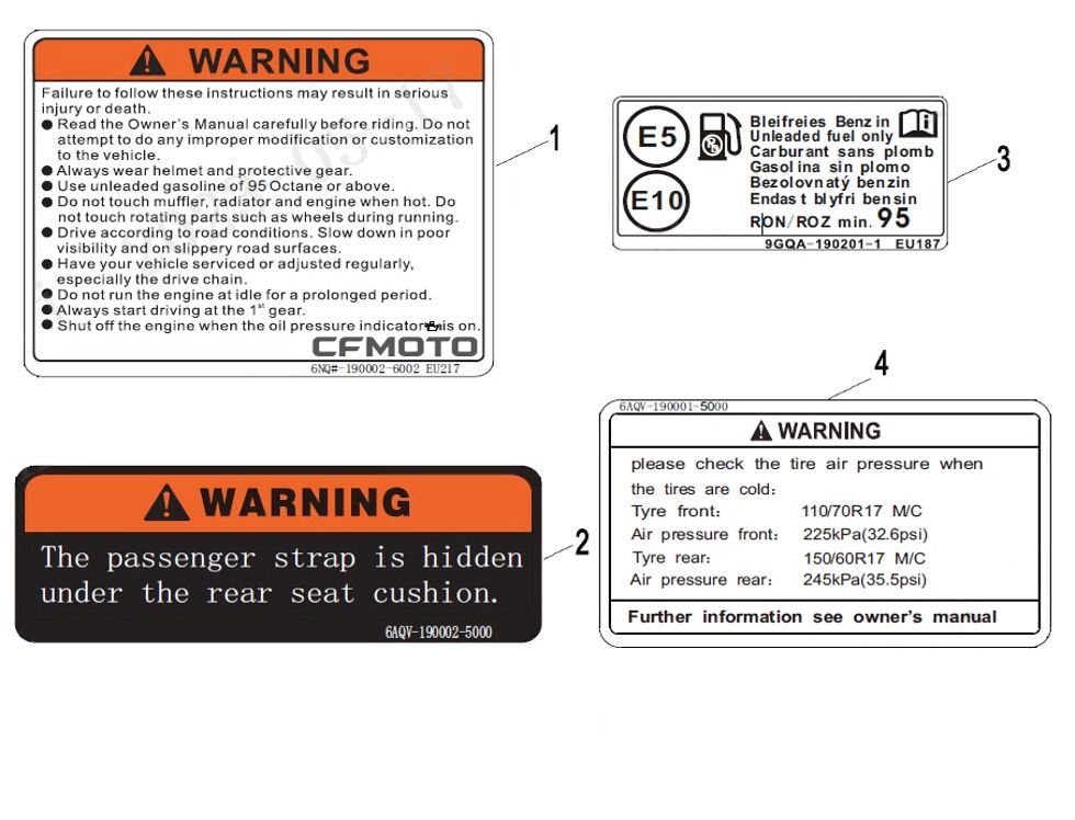 ETIQUETTE POUR CF 450 SR S 2024