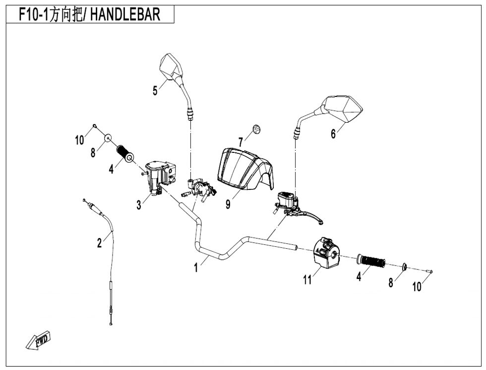 GUIDON POUR CFORCE 520 T3 S BLACK LINE X5 2025