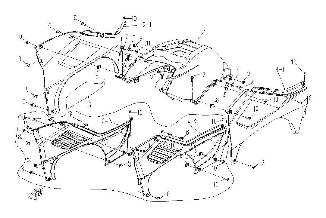RESERVOIR ET FLANCS POUR CFORCE 625 COURT 2012