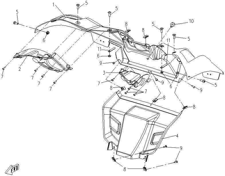 PLASTIQUE ARRIERE POUR CFORCE 625 MAX 2012
