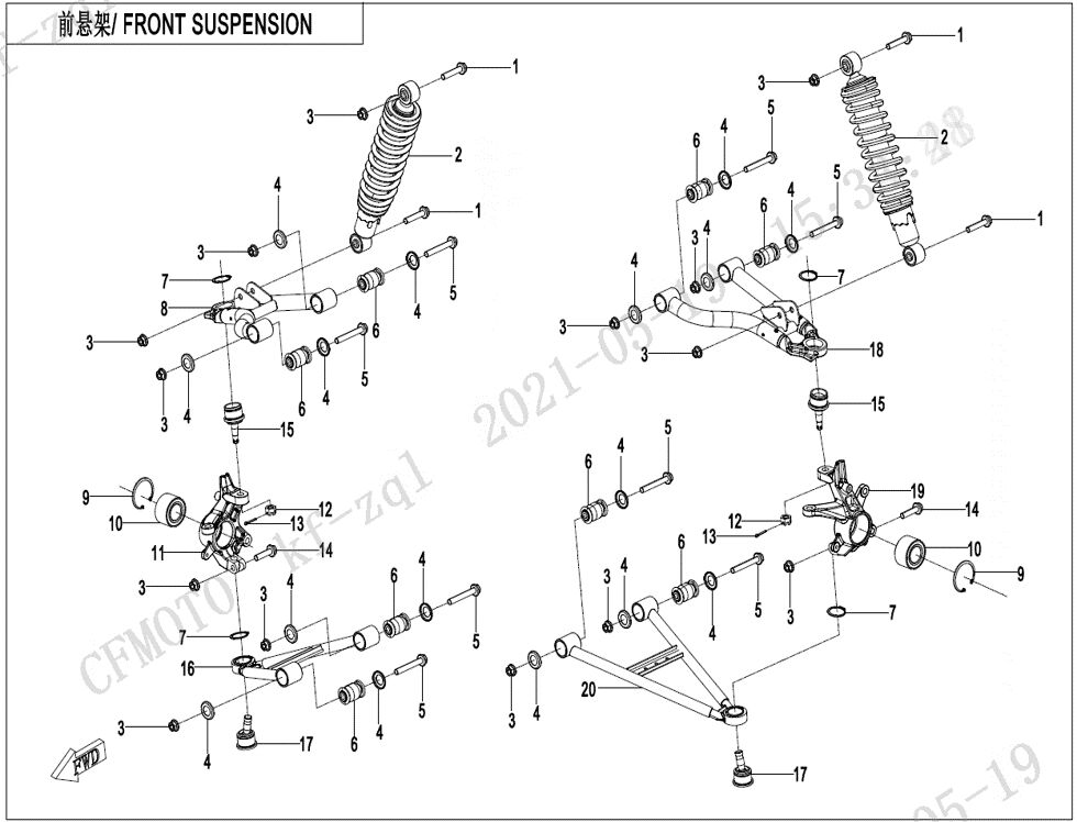 SUSPENSION AVANT POUR CFORCE 625 T3 COURT EPS 2022