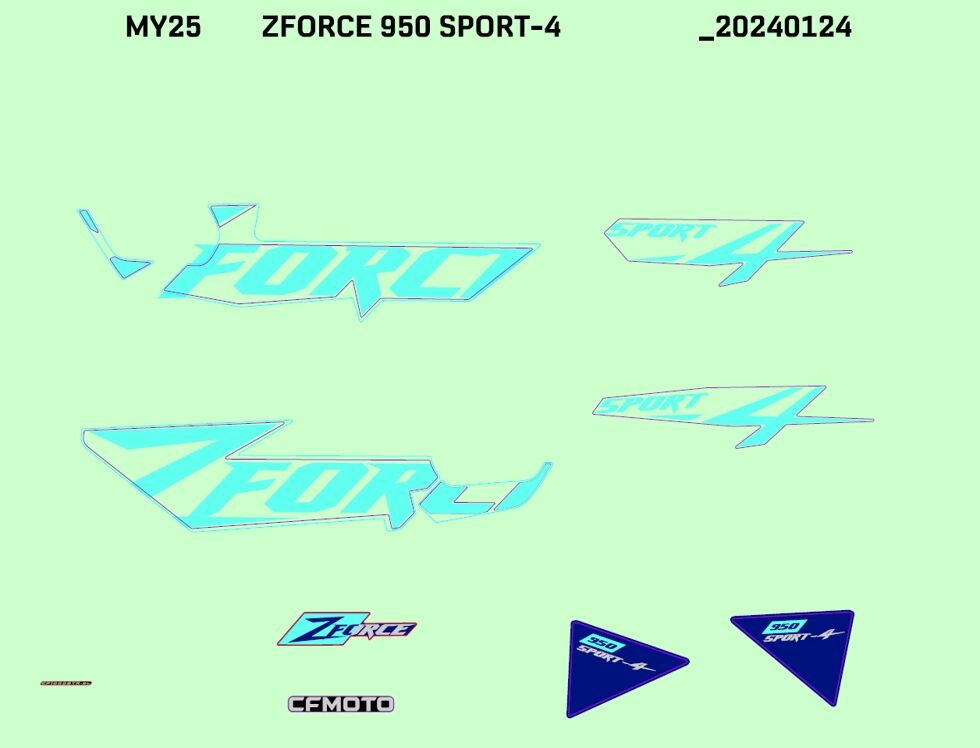 AUTOCOLANTS 2025 TWILIGHT BLUE POUR ZFORCE 950 SPORT 4 PLACES 2025