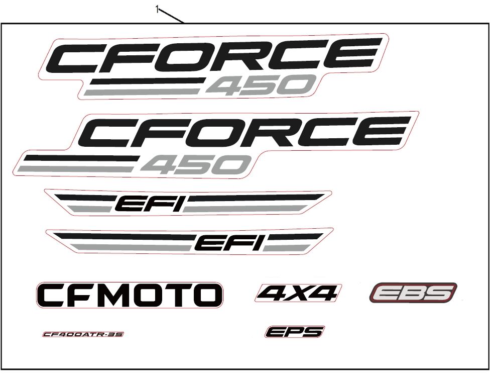 KITS D AUTOCOLANTS EU167 ORANGE LAVE POUR CFORCE 450 T3 COURT EXPERT 2023