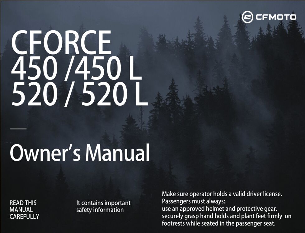 MANUEL PROPRIETAIRE POUR CFORCE 520 T3 LONG BASIC 2023