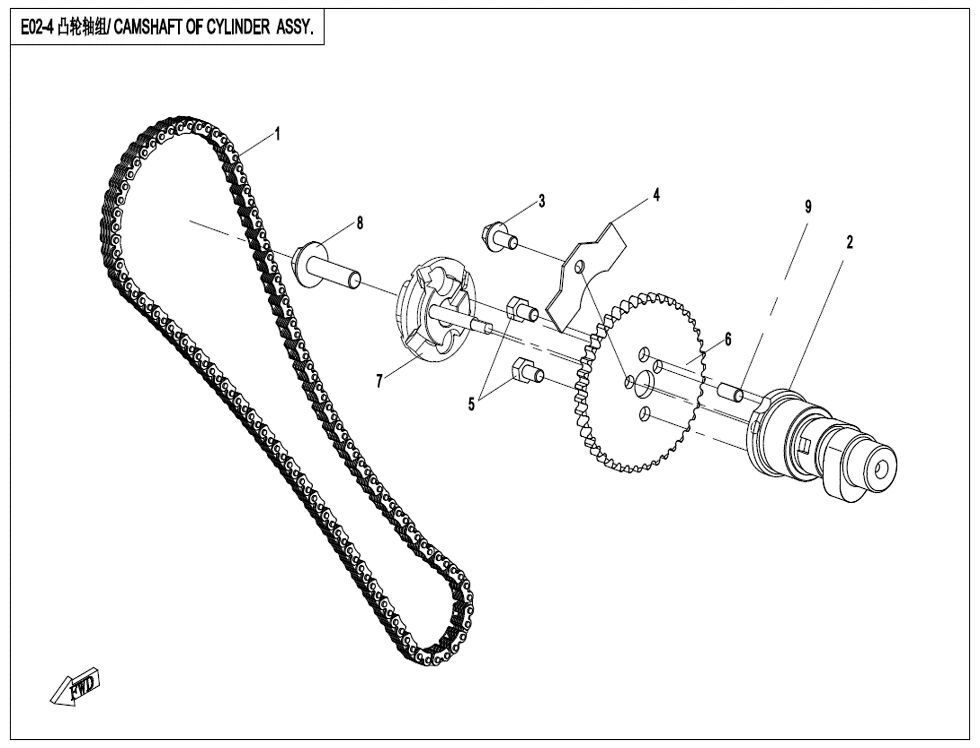 ASSEMBLAGE D ARBRE A CAMES DE CYLINDRE POUR CFORCE 450 T3 COURT BLUE LINE 2023