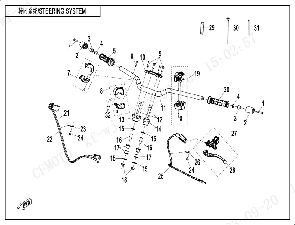 SYSTEME DE DIRECTION POUR CF 450 NK 2024
