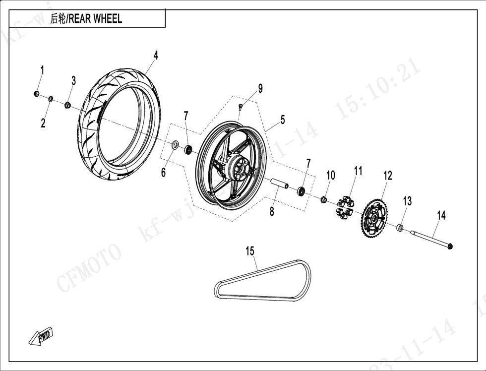 ROUE ARRIERE POUR CF 450 NK 2024