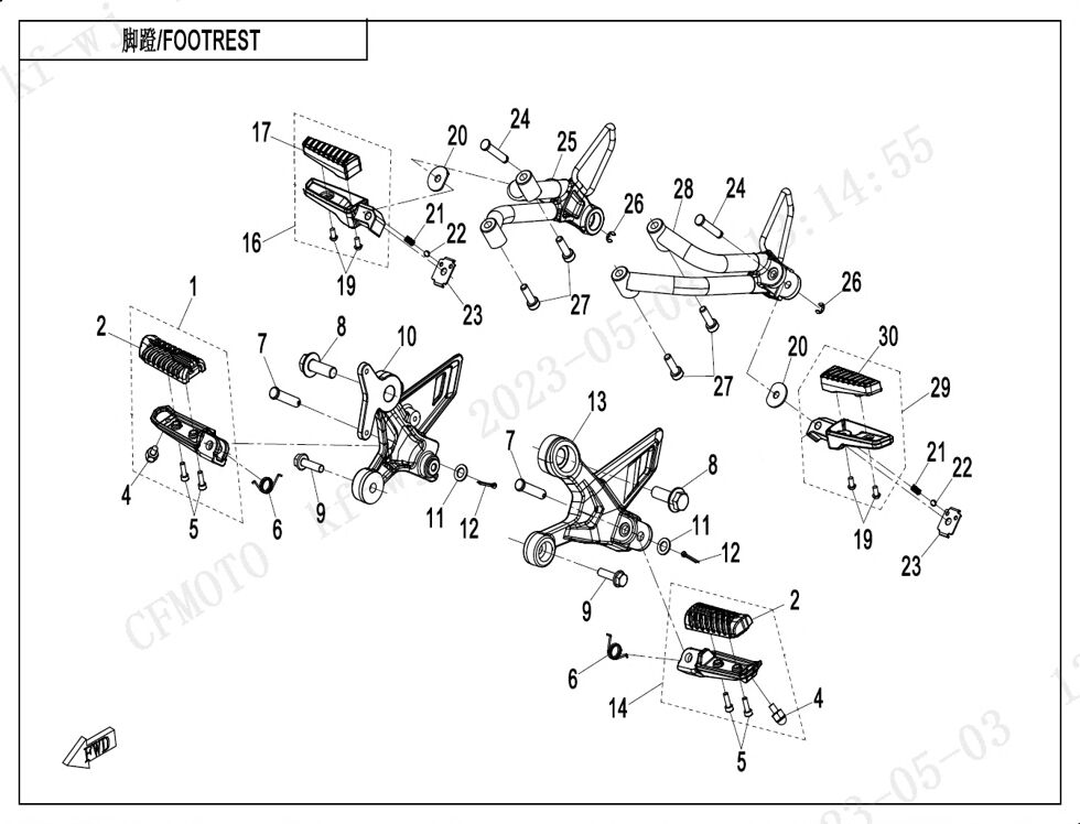 REPOSE PIEDS POUR CF 450 NK 2024