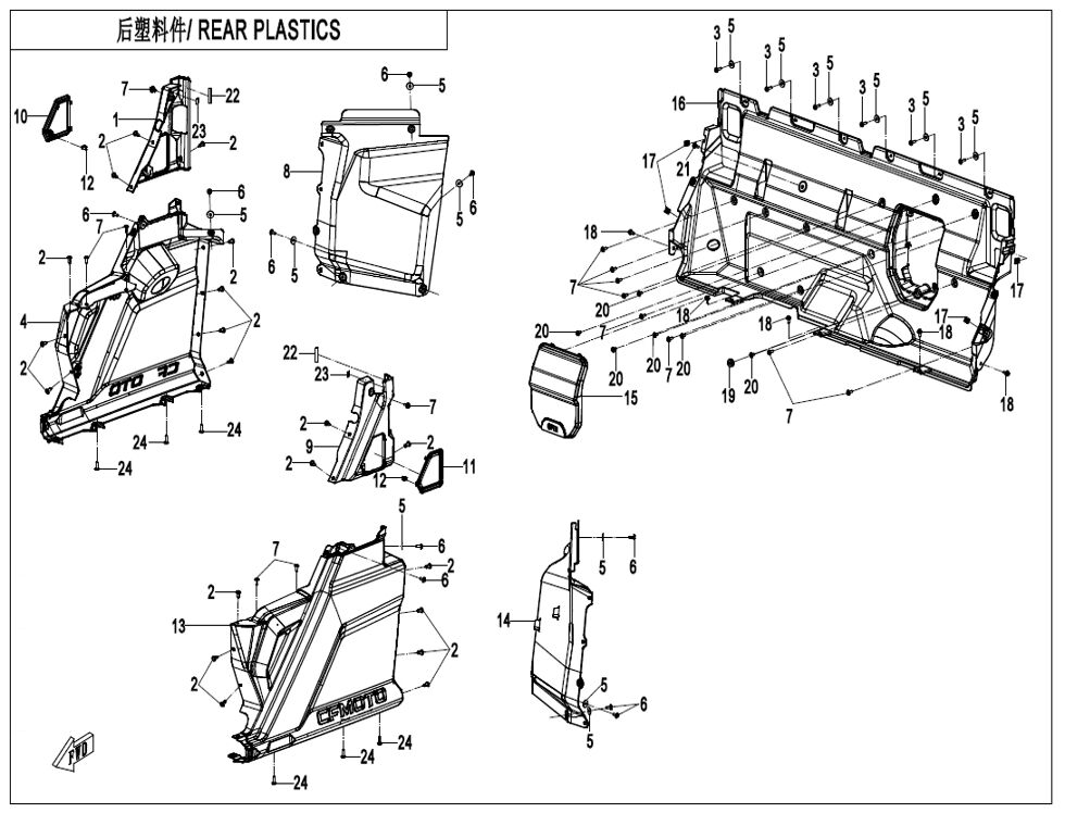 PLASTIQUES ARRIERES POUR UFORCE 600 2025