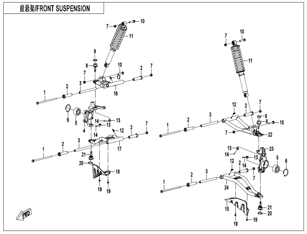 SUSPENSION AVANT POUR UFORCE 600 2025