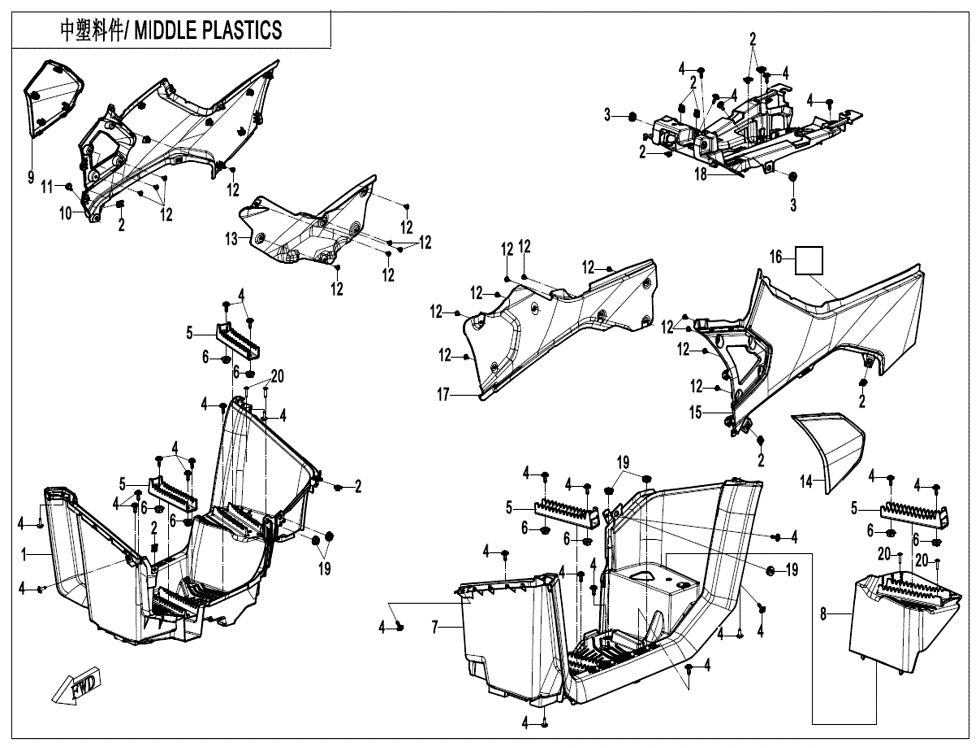 PLASTIQUES CENTRAUX POUR CF 1000ATR 2A T3 EPS OVERLAND 2025