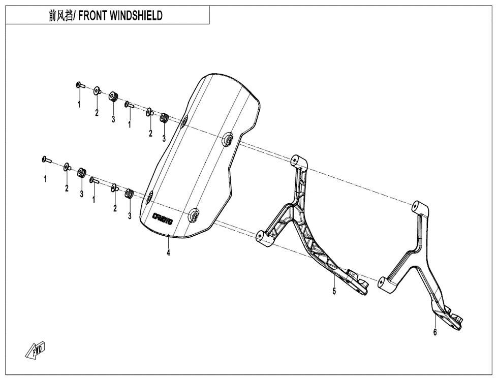 PARE BRISE AVANT OVERLAND POUR CF 1000ATR 2A T3 EPS OVERLAND 2025