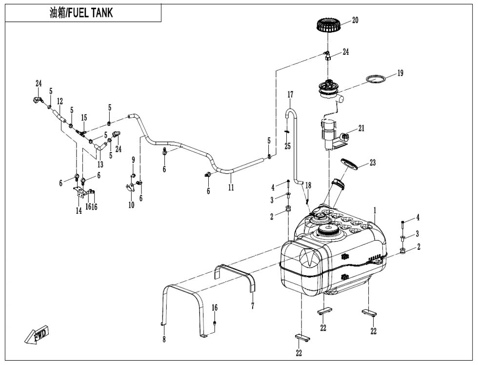 RESERVOIR A CARBURANT POUR LE SYSTEME ANTI EVAPORTATION POUR UFORCE 1000 XL BICYLINDRE 2025