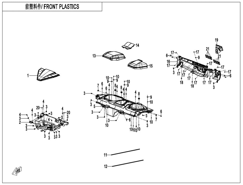 PLASTIQUES AVANT POUR ZFORCE 950 SPORT 2025