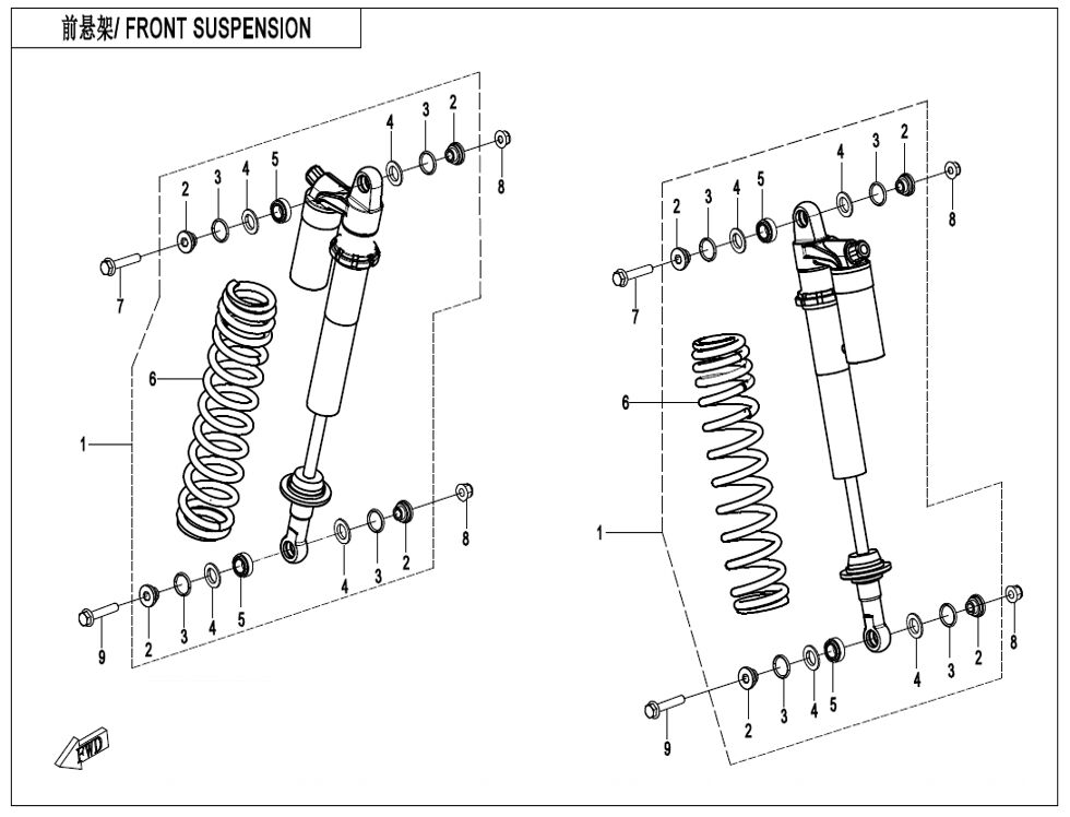 AMORTISSEUR DE CHOCS ARRIERE PETIT CYLINDRE POUR ZFORCE 950 SPORT 2025