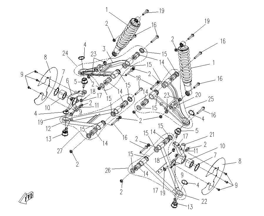 SUSPENSION AVANT POUR CFORCE 625 MAX 2012