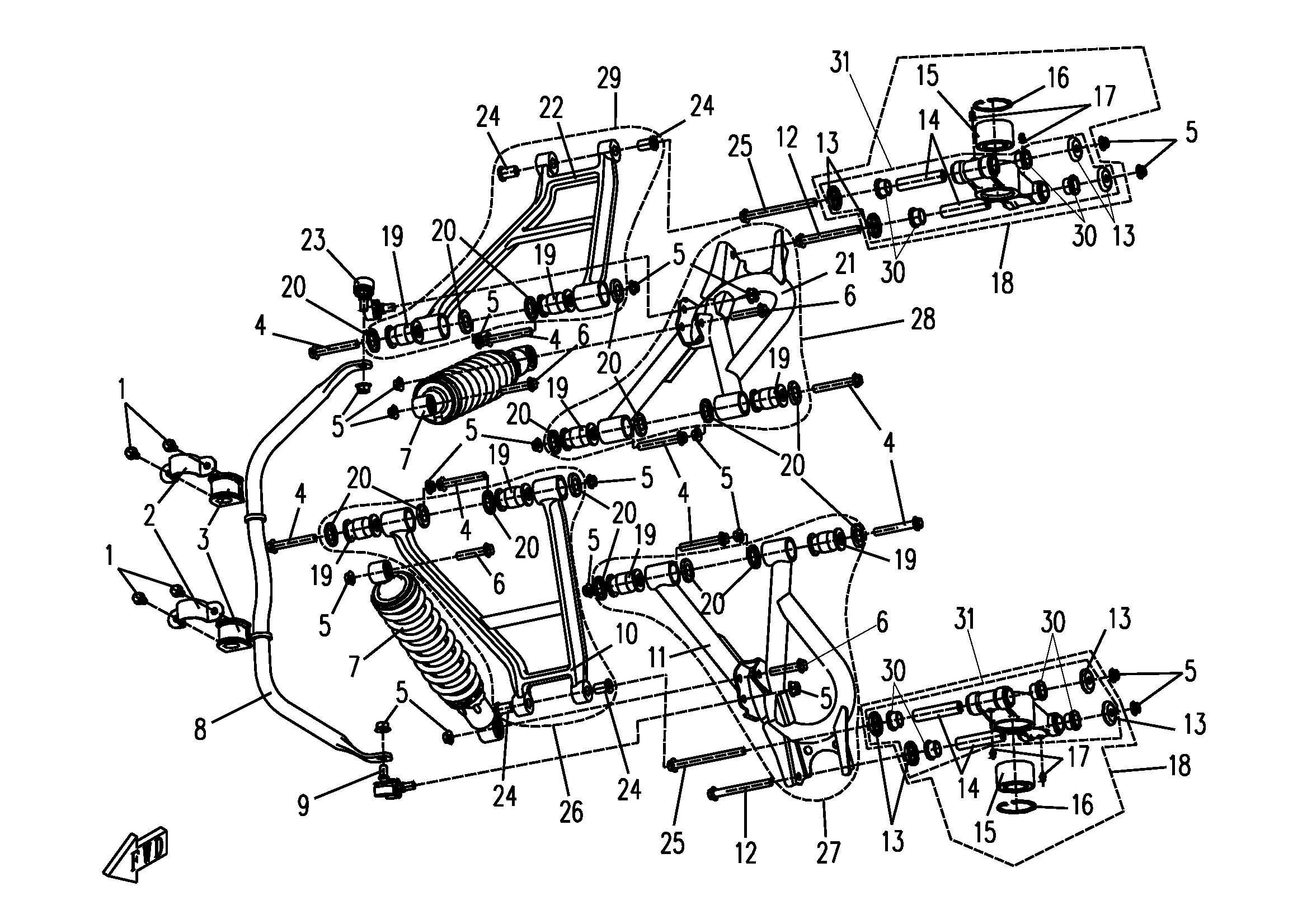 SUSPENSION ARRIERE POUR CFORCE 625 COURT 2012